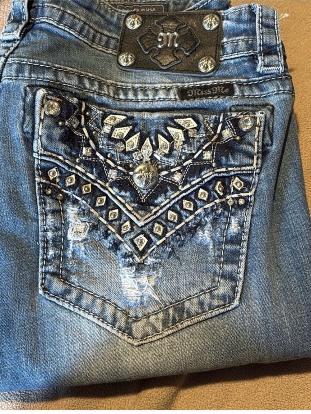 Miss Me Blue Embellished Boot Cut Jeans